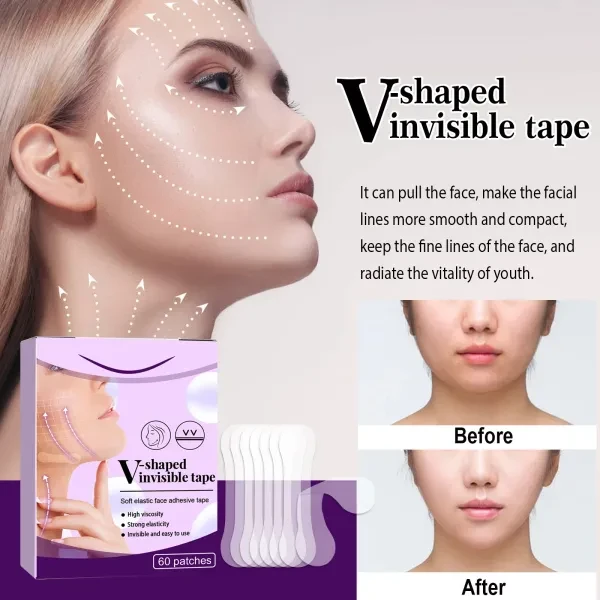 60pc Chin Lift Patches - Instant Double Chin Removal Ultra Thin Tape Set Unisex