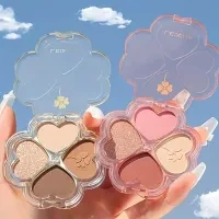 4 Tones Heart Leaf Design Eyeshadow Palette Glitter Waterproof Long Lasting Shin