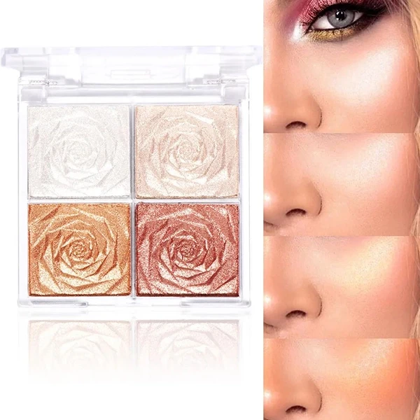 4 Colors Highlighter Palette Shimmer Eyeshadow Face Blush Glitter Face Contour -
