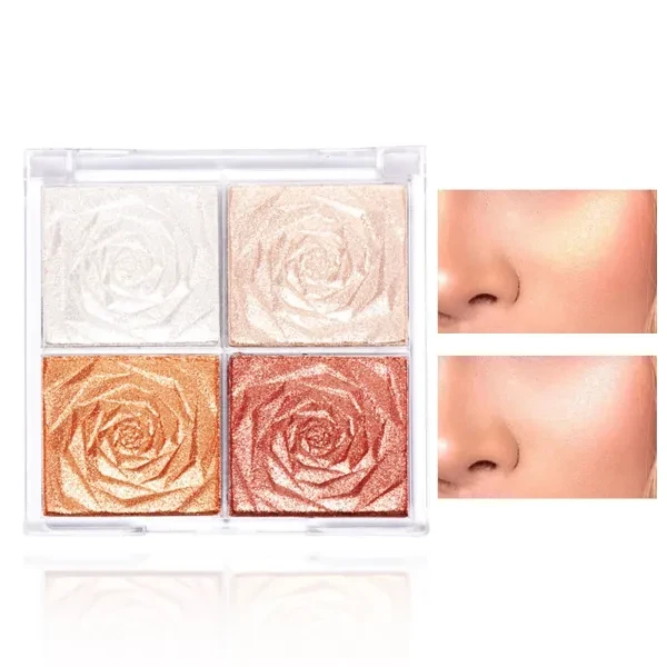 4 Colors Highlighter Palette Shimmer Eyeshadow Face Blush Glitter Face Contour -