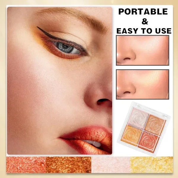 4 Colors Highlighter Palette Shimmer Eyeshadow Face Blush Glitter Face Contour -