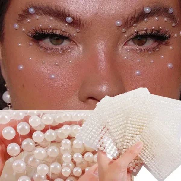 Shimmering Pearl Makeup Stickers - Skin-Friendly DIY Face & Nail Art (646pcs)