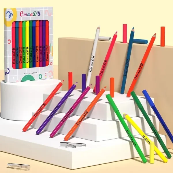 12 Color Waterproof Eyeliner Pen Set - Luminous UV Colors. Smudge-proof & Long L