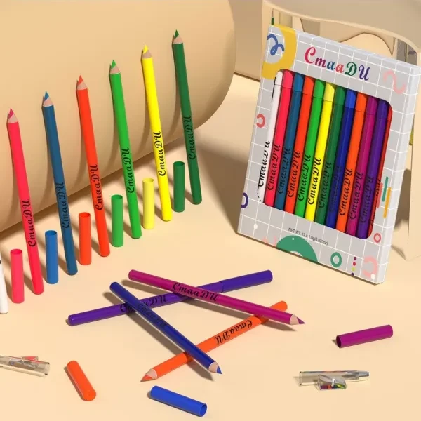 12 Color Waterproof Eyeliner Pen Set - Luminous UV Colors. Smudge-proof & Long L