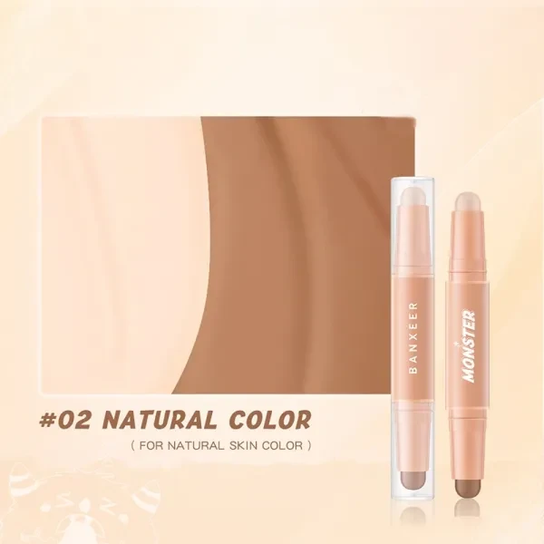 Double Head Contour Stick 02 Perfect for Women Skin-Toned Shades Plastic