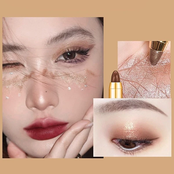 Non-Smudged Double-Sid Eyeshadow Water Resistant Glitter Contouring Eye Stick Sh