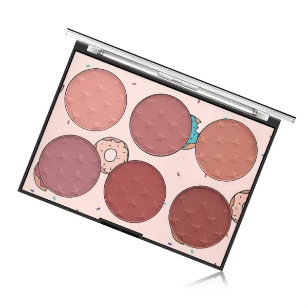 six-color blush palette for nude makeup, natural and affordable, high-gloss and