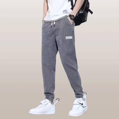 Summer Wear Men Fashion Trouser Elastic Waist Streetwear Casual Loose Jeans Trou
