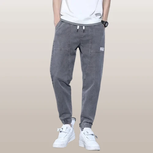 Summer Wear Men Fashion Trouser Elastic Waist Streetwear Casual Loose Jeans Trou