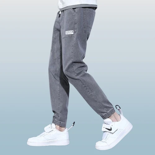 Summer Wear Men Fashion Trouser Elastic Waist Streetwear Casual Loose Jeans Trou