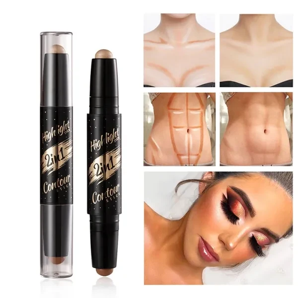 Double Head Apricot High Gloss Contouring Highlighter for Women