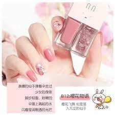 2 in 1 Glittery Water Proof High Quality Pink Color Nail Polish