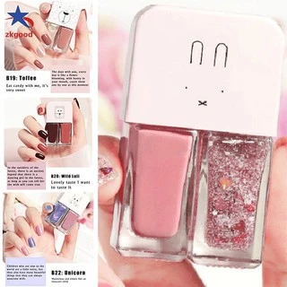 2 in 1 Glittery Water Proof High Quality Pink Color Nail Polish