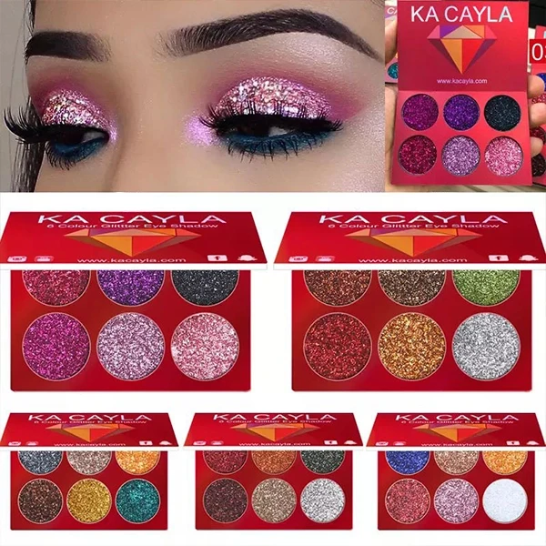 6-Color Eye Shadow Palette - Glossy Finish Multi Shades