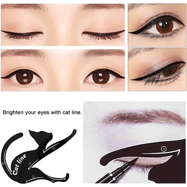 Cat Eyeliner Guides Quick Smooth & Stunning Makeup - Medium Coverage Natural Bla
