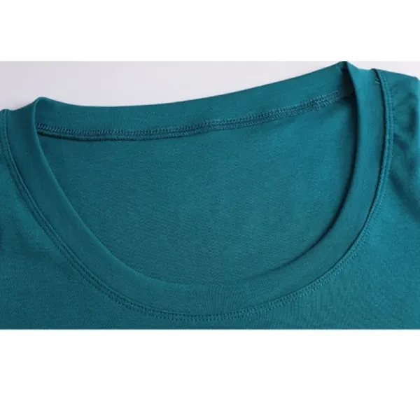 Ladies Tops Shirt Stylish Round Neck Women T-shirt Girls Plain Color Elastic Gra