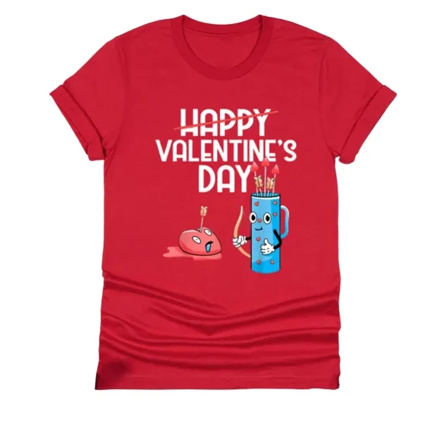 Valentine's Day Red T-Shirt Letter Printed Short Sleeves Men Tee