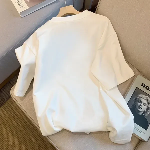 Cute Bear Print Crew Neck Short Sleeves Soft Fabric Casual Wear Women Top T-Shir