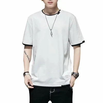 White Cotton Men's T-Shirt Stylish & Breathable - High-Quality Fabric - Summer F