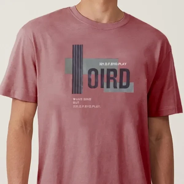 Pink Letter Print T-Shirt - Stylish and Comfortable Men's Fashion Top