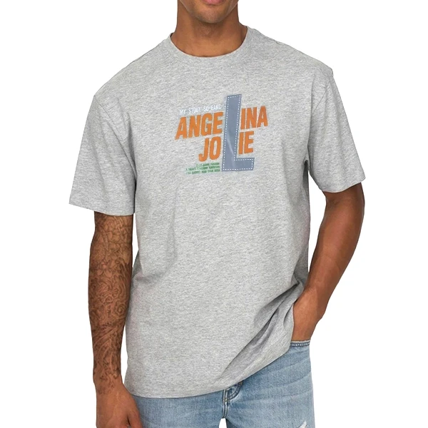 Gray Men's Letter Print T-Shirt | Soft Fabric | Summer Casual Wear | Short Sleev