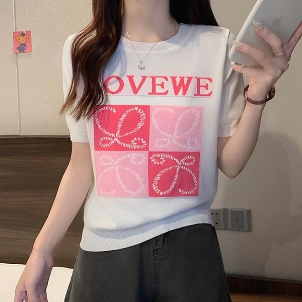 White Cotton Blend T-Shirt with Trendy Round Neck - Women's