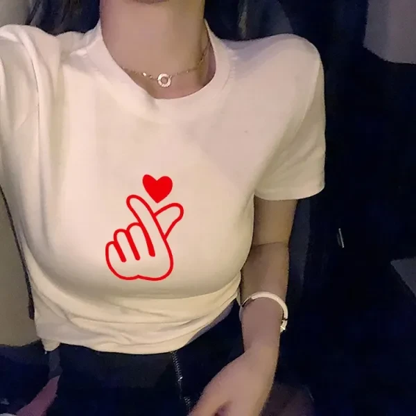Heart Print Mini T-Shirt Stylish & Comfy Women's Top for Summer