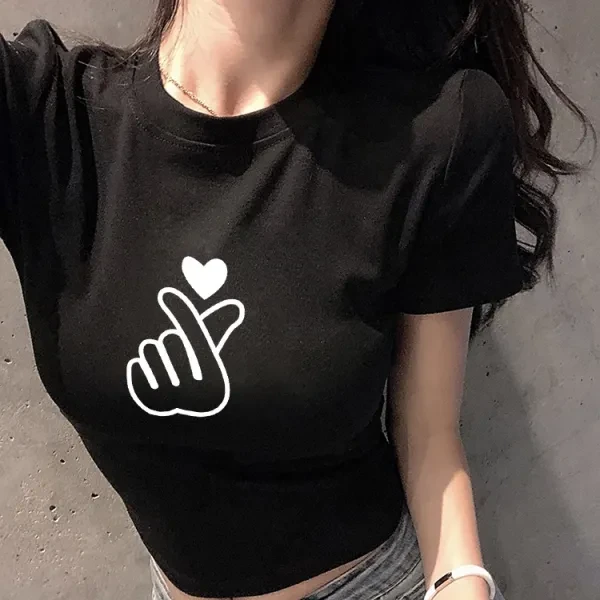 Black Heart Sign Print Mini T-Shirt - Women's Fashion