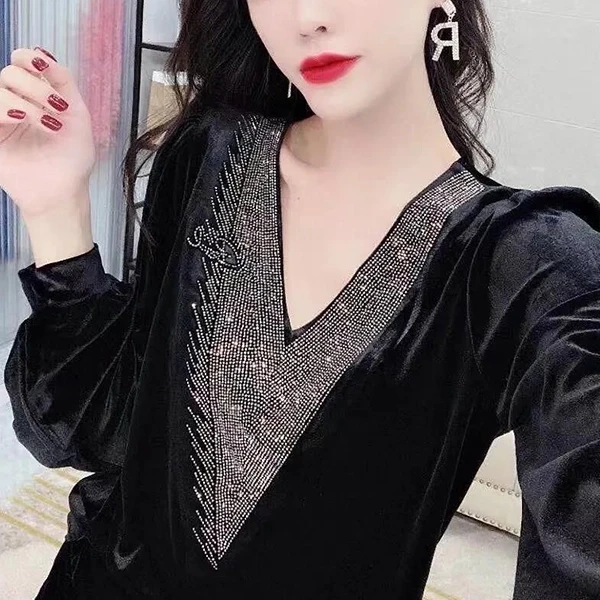 Velvet Puff Sleeves Top | Women's V-Neck Tank | Black