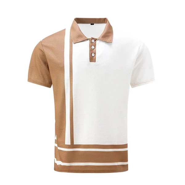 Premium Cotton Fabric Two Tone Men Polo Shirt Button Closure Collar Neck Short S