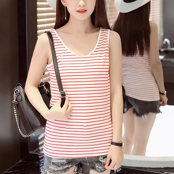 Stylish Red Stripe Tank Top for Women Valentine's Day Edition