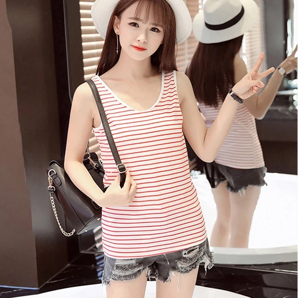 Stylish Red Stripe Tank Top for Women Valentine's Day Edition