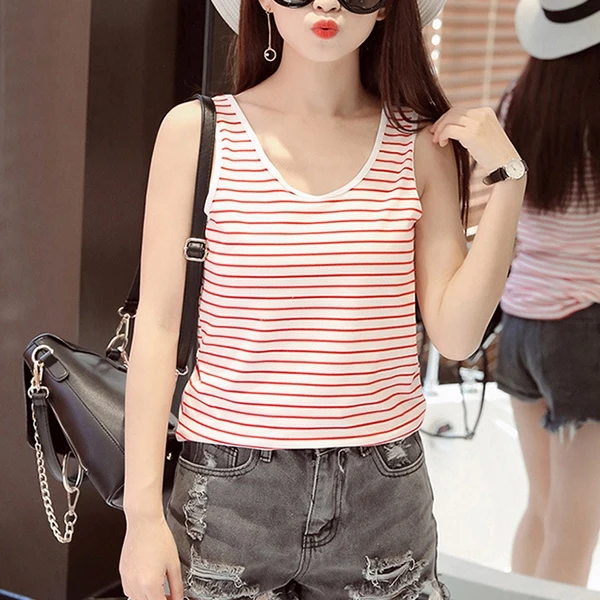 Stylish Red Stripe Tank Top for Women Valentine's Day Edition