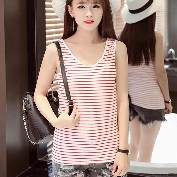 Stylish Red Stripe Tank Top for Women Valentine's Day Edition