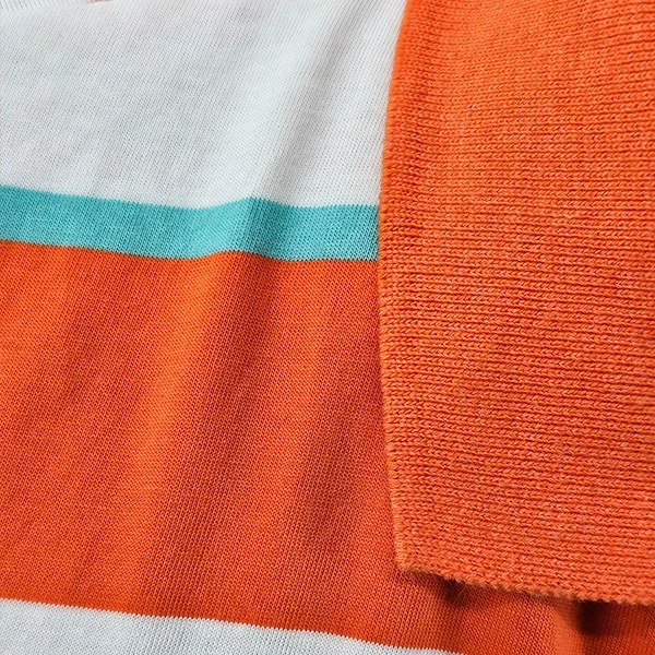 Orange Stripes Polo Collar T-Shirt - Men's Fashion - Baggy Style - Half Sleeves
