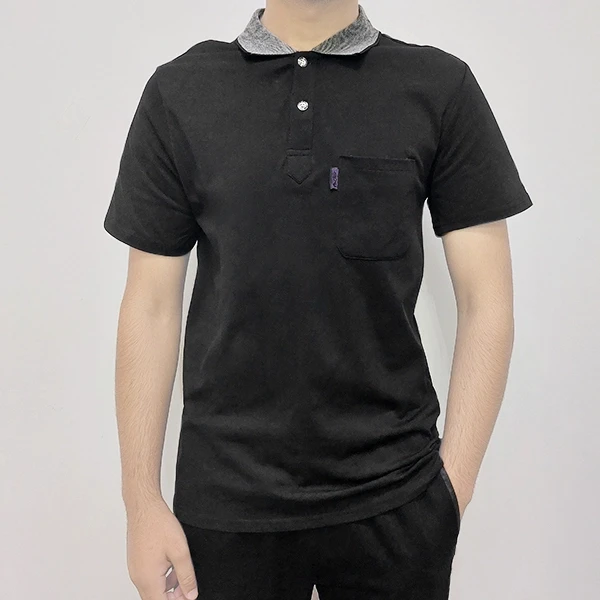Black Men's Polo T-Shirt Short Sleeves Stylish Look