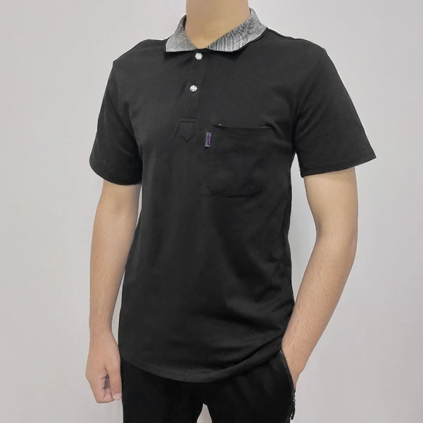 Black Men's Polo T-Shirt Short Sleeves Stylish Look