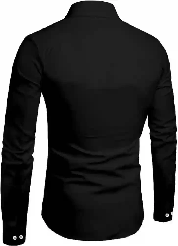 Solid Color Long Sleeve Men Fit Shirt With Chest Pocket, Comfortable Men Busines