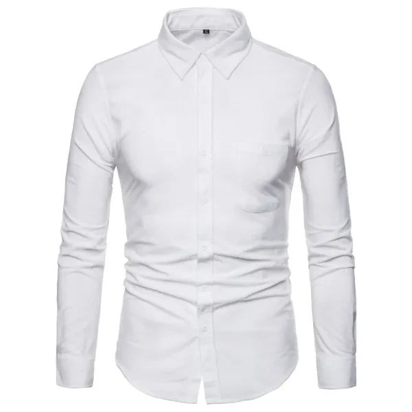 Solid Color Long Sleeve Men Fit Shirt With Chest Pocket, Comfortable Men Busines