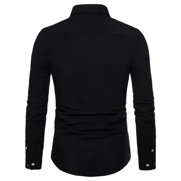Solid Color Long Sleeve Men Fit Shirt With Chest Pocket, Comfortable Men Busines