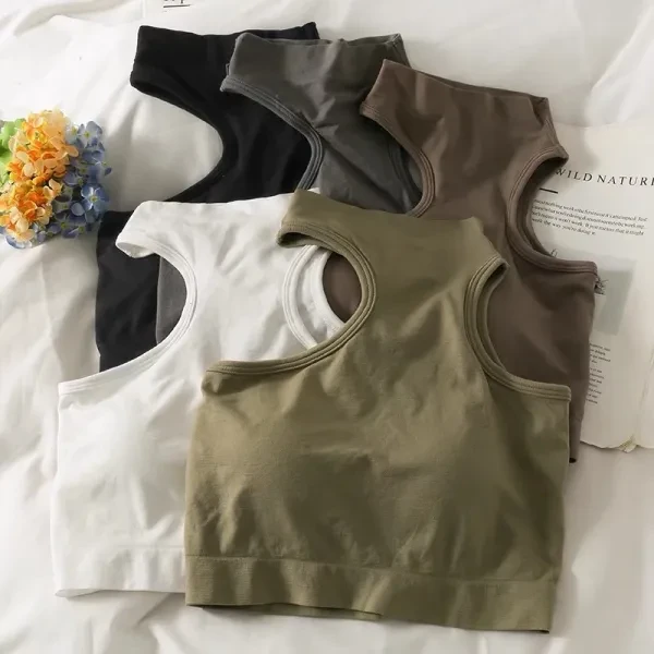 Gray High Neck Sleeveless Crop Top