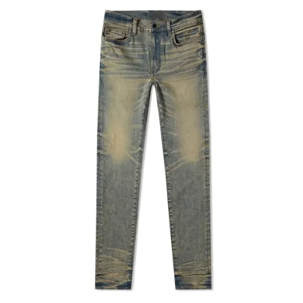 Vintage Denim Pants Stretch High Waist Slim Fit Ankle-length Jeans for Men