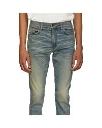Vintage Denim Pants Stretch High Waist Slim Fit Ankle-length Jeans for Men