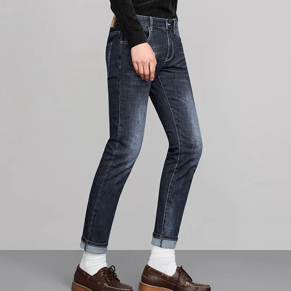 Black Denim Fashion Pant Athletic Fit Tapered Straight Leg 5-Pocket Jean for Men