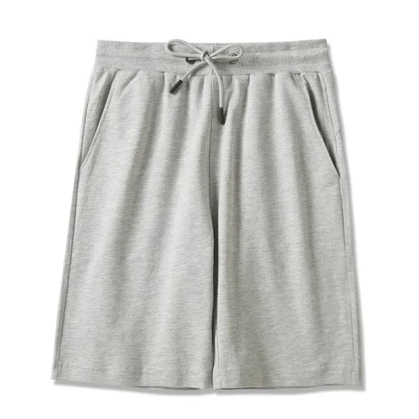 Gray Color Elastic Waist Drawstring Closure Casual Wear Joggers Cotton Shorts Fo