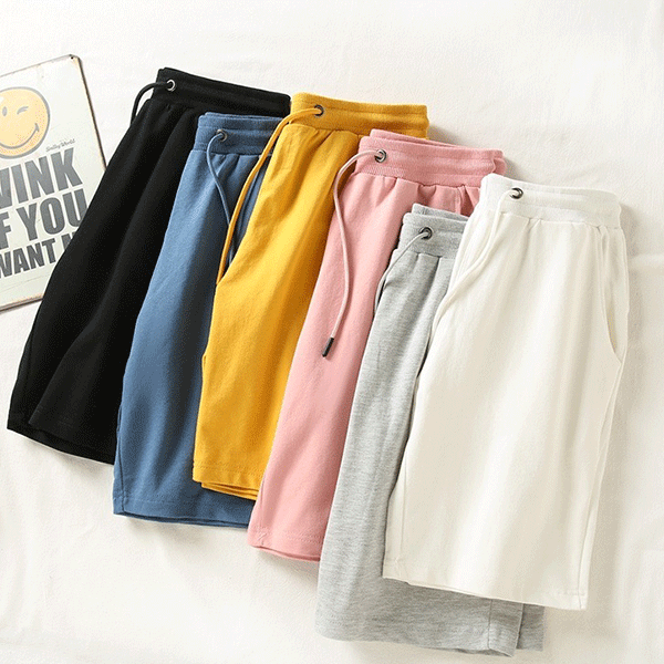 Gray Color Elastic Waist Drawstring Closure Casual Wear Joggers Cotton Shorts Fo