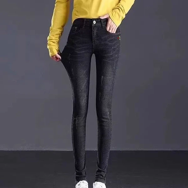 High Waist Black Women Jeans Fashionable Denim Pants