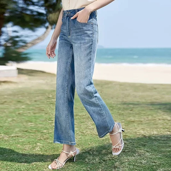 Stylish High Waist Wide Leg Blue Jeans - Perfect for any Occasion