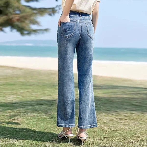 Stylish High Waist Wide Leg Blue Jeans - Perfect for any Occasion