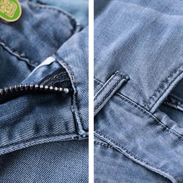 Denim High Waist Button-Up Premium Material Men Casual Wear Straight Style Pants